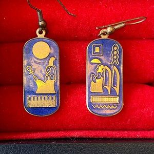 Vintage Egyptian Hieroglyphics Earrings